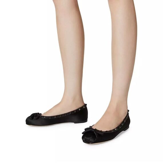 Valentino Garavani Rockstud Satin Ballerina Flats size 36.5 - Picture 2 of 14